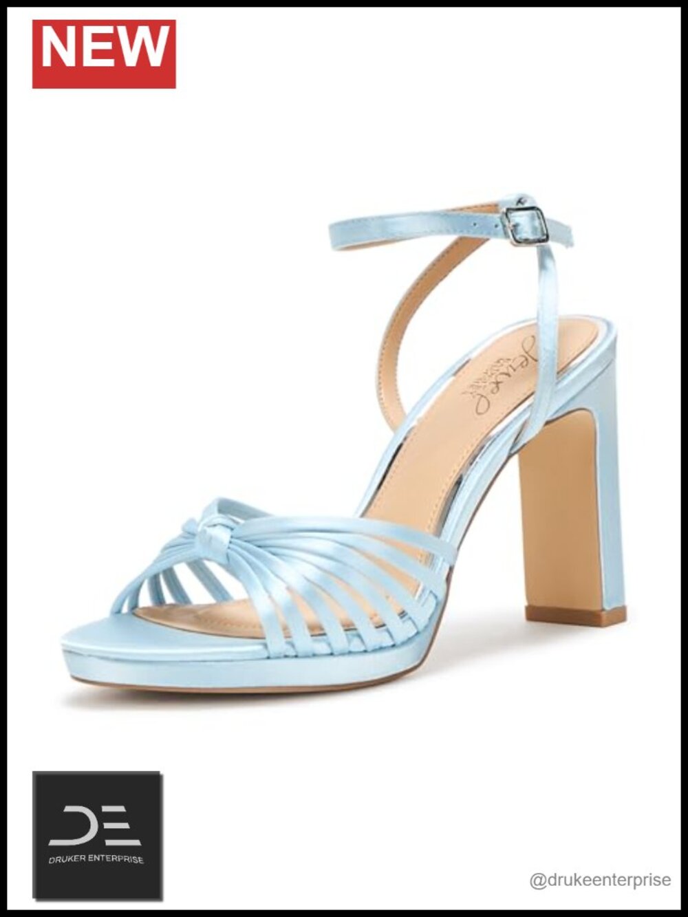 Jewel Badgley Mischka Women's Skylar Heeled Sandals Faux Leather Block Heel